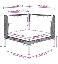 4-tlg. Garten-Lounge-Set mit Kissen Poly Rattan Dunkelgrau