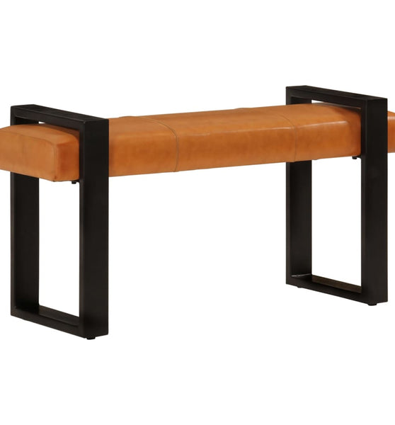 Sitzbank Schwarz und Braun 110 cm Echtes Ziegenleder