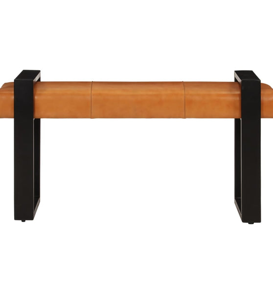 Sitzbank Schwarz und Braun 110 cm Echtes Ziegenleder