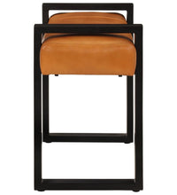 Sitzbank Schwarz und Braun 110 cm Echtes Ziegenleder