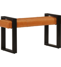 Sitzbank Schwarz und Braun 110 cm Echtes Ziegenleder