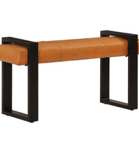 Sitzbank Schwarz und Braun 110 cm Echtes Ziegenleder