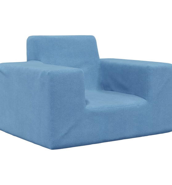 Kindersofa Blau Weich Plüsch