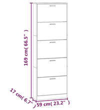 Schuhschrank Braun Eichen-Optik 59x17x169 cm Holzwerkstoff