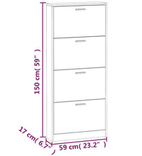 Schuhschrank Betongrau 59x17x150 cm Holzwerkstoff