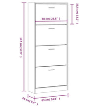 Schuhschrank Betongrau 63x24x147 cm Holzwerkstoff