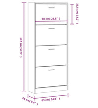 Schuhschrank Grau Sonoma 63x24x147 cm Holzwerkstoff