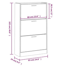 Schuhschrank Betongrau 63x24x103 cm Holzwerkstoff