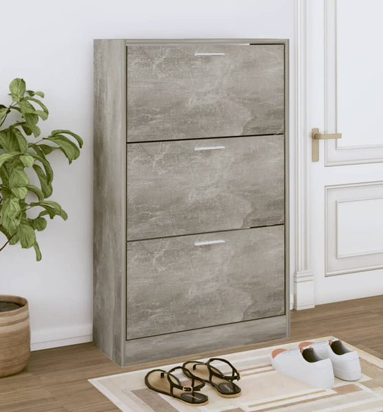 Schuhschrank Betongrau 63x24x103 cm Holzwerkstoff