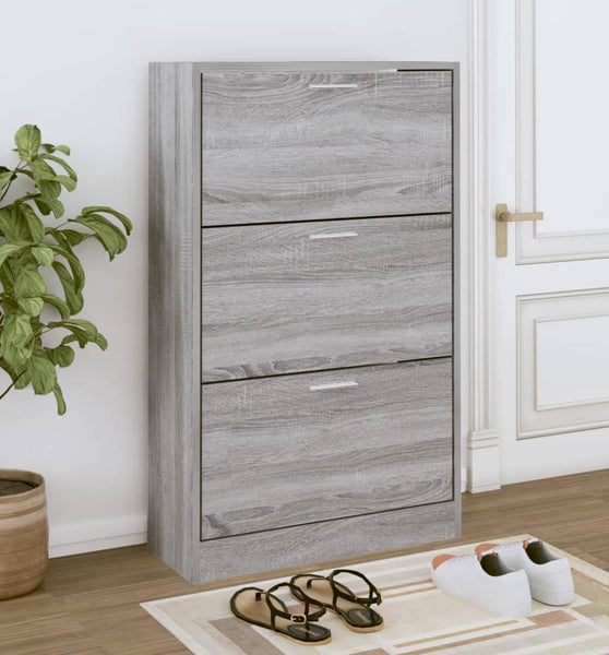 Schuhschrank Grau Sonoma 63x24x103 cm Holzwerkstoff