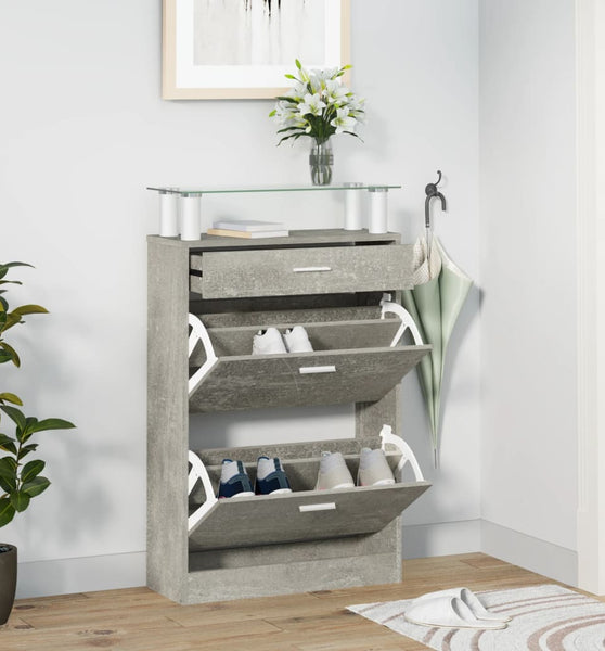 Schuhschrank Betongrau 63x24x104 cm Holzwerkstoff