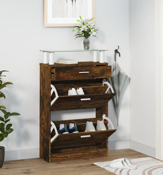 Schuhschrank Räuchereiche 63x24x104 cm Holzwerkstoff