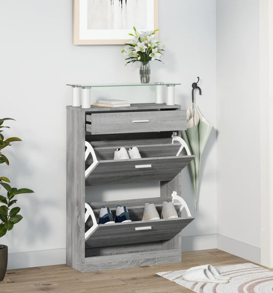Schuhschrank Grau Sonoma 63x24x104 cm Holzwerkstoff