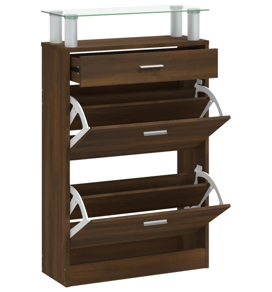 Schuhschrank Braun Eichen-Optik 63x24x104 cm Holzwerkstoff