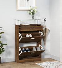 Schuhschrank Braun Eichen-Optik 63x24x104 cm Holzwerkstoff