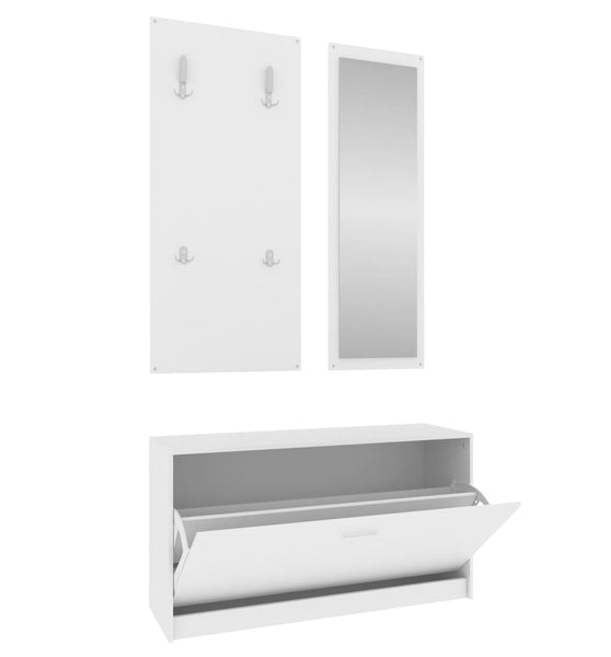 3-tlg. Flurmöbel-Set Weiß Holzwerkstoff