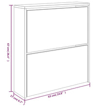 Schuhschrank mit Spiegel 2 Fächer Räuchereiche 63x17x67 cm