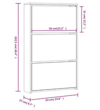 Schuhschrank mit Spiegel 3 Fächer Hochglanz-Weiß 63x17x102,5 cm