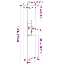 Badezimmerschrank Braun Eiche 32x25,5x190 cm Holzwerkstoff