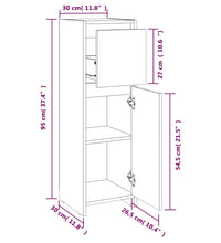 Badschrank Braun Eichen-Optik 30x30x95 cm Holzwerkstoff