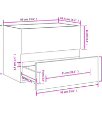 Waschbeckenunterschrank Eichen-Optik 60x38,5x45cm Holzwerkstoff