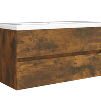 Waschbeckenschrank Räuchereiche 90x38,5x45 cm Holzwerkstoff