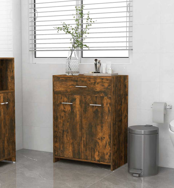 Badezimmerschrank Räuchereiche 60x33x80 cm Holzwerkstoff