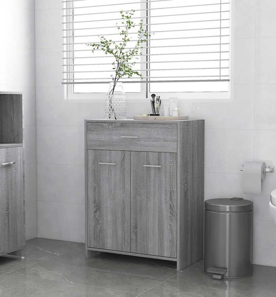 Badezimmerschrank Grau Sonoma 60x33x80 cm Holzwerkstoff
