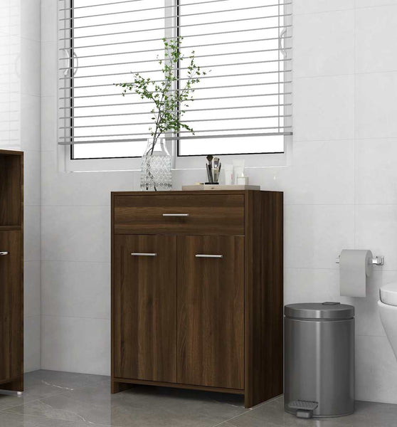 Badezimmerschrank Braun Eichen-Optik 60x33x80 cm Holzwerkstoff