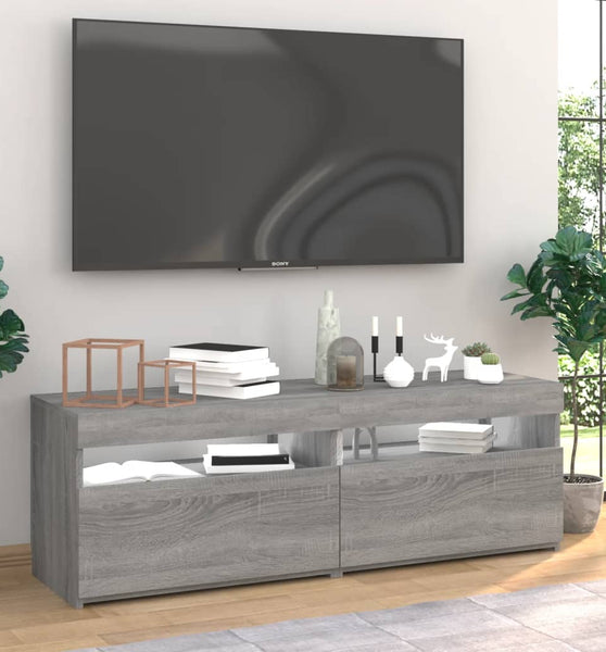 TV-Schränke 2 Stk. mit LED-Leuchten Grau Sonoma 60x35x40 cm