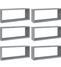 Würfelregale 6 Stk. Grau Sonoma 60x15x23 cm Holzwerkstoff