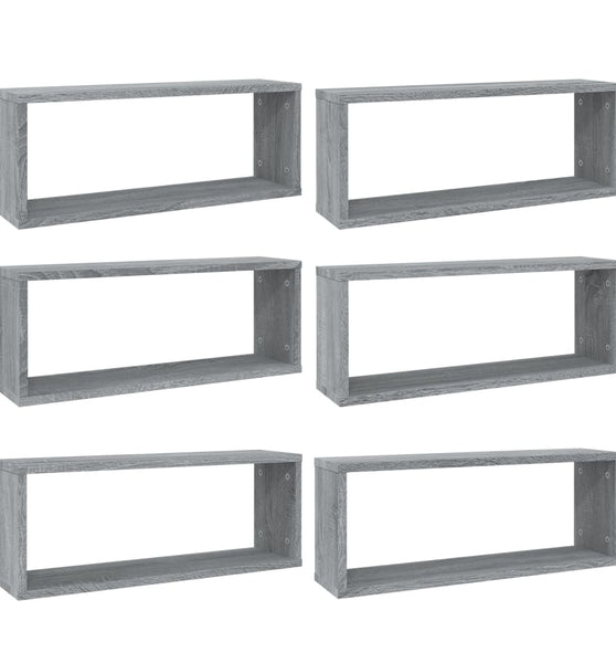 Würfelregale 6 Stk. Grau Sonoma 60x15x23 cm Holzwerkstoff