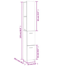 Badschrank Braun Eichen-Optik 25x26,5x170 cm Holzwerkstoff