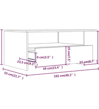 Couchtisch Schwarz 102x55x42 cm Holzwerkstoff