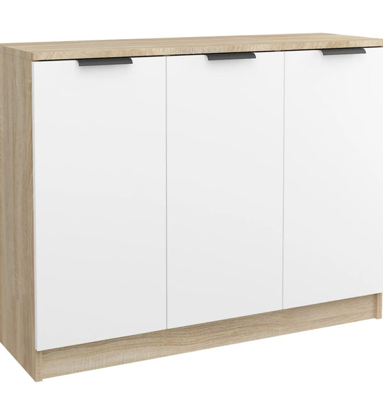 Sideboard Weiß und Sonoma-Eiche 90,5x30x70 cm Holzwerkstoff