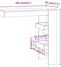 Wand-Bartisch Hochglanz-Weiß 102x45x103,5 cm Holzwerkstoff