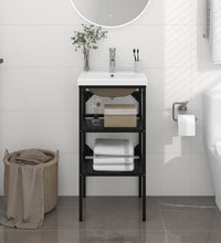 Badezimmer-Waschtischgestell mit Waschbecken Schwarz Eisen