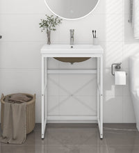 Badezimmer-Waschtischgestell mit Waschbecken Weiß Eisen