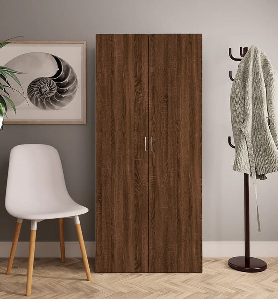 Schuhschrank Braun Eichen-Optik 80x35,5x180 cm Holzwerkstoff