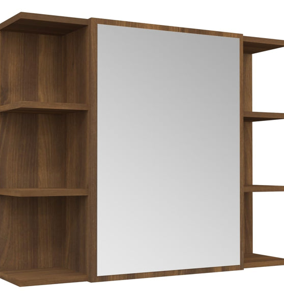 Bad-Spiegelschrank Braun Eiche-Optik 80x20,5x64cm Holzwerkstoff