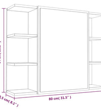 Bad-Spiegelschrank Braun Eiche-Optik 80x20,5x64cm Holzwerkstoff