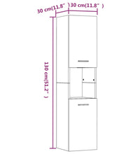 Badezimmerschrank Grau Sonoma 30x30x130 cm Holzwerkstoff