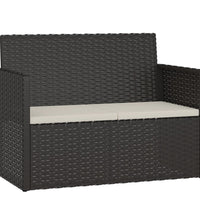 4-tlg. Garten-Lounge-Set mit Kissen Poly Rattan Schwarz