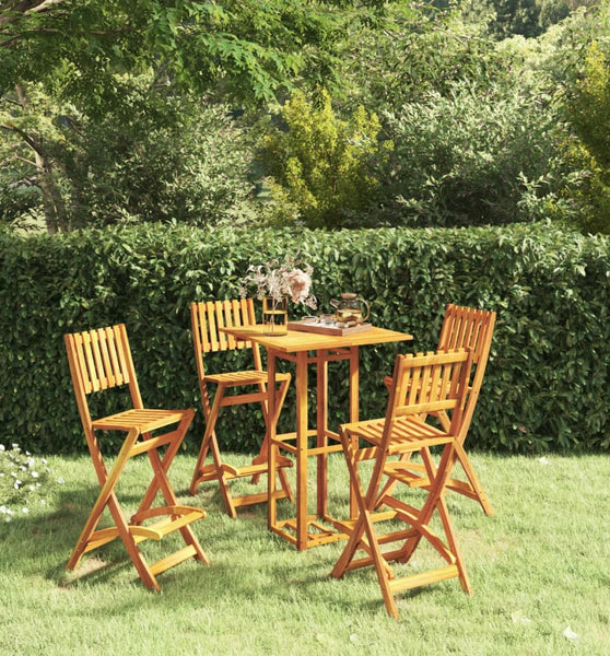 5-tlg. Gartenbar-Set Massivholz Akazie
