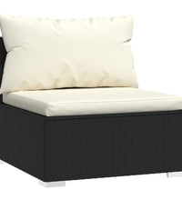 6-tlg. Garten-Lounge-Set mit Kissen Poly Rattan Schwarz