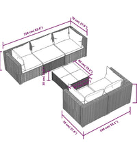 6-tlg. Garten-Lounge-Set mit Kissen Poly Rattan Grau