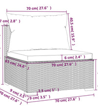 6-tlg. Garten-Lounge-Set mit Kissen Poly Rattan Grau