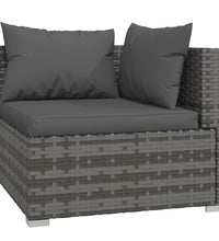 9-tlg. Garten-Lounge-Set mit Auflagen Poly Rattan Grau