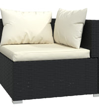 8-tlg. Garten-Lounge-Set mit Kissen Poly Rattan Schwarz