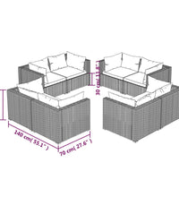 8-tlg. Garten-Lounge-Set mit Kissen Poly Rattan Braun